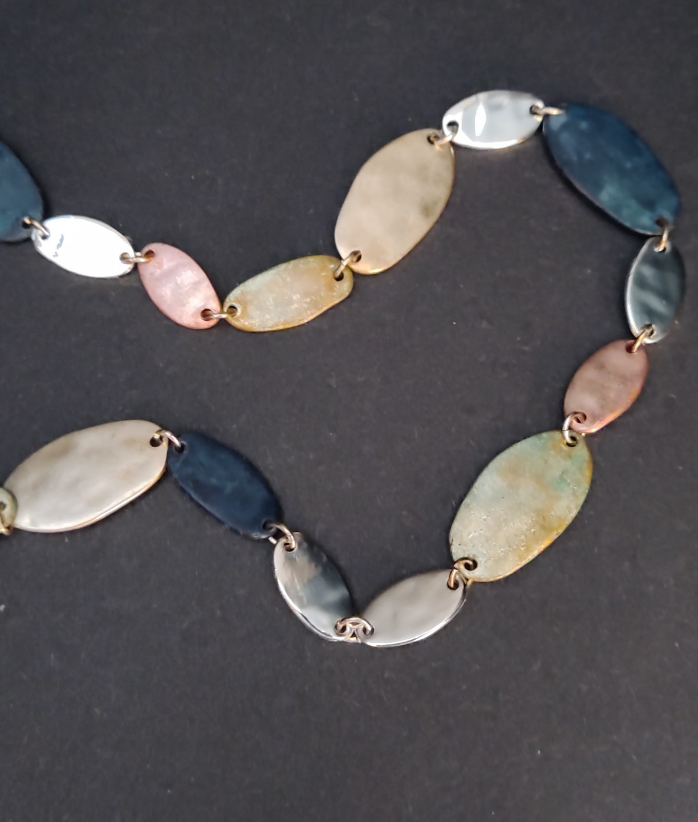 New Robert Lee Morris SoHo Gold -Silver-Copper Tone 34″ Long Necklace NWT