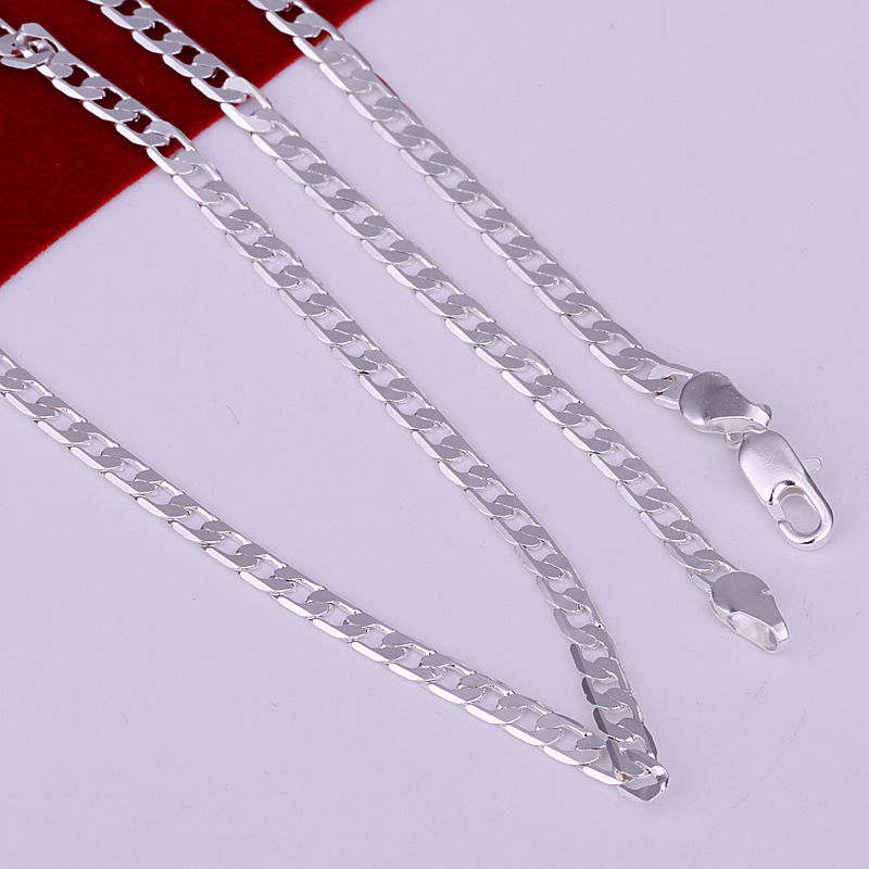 Stunning 925 Sterling Silver Filled 4MM Classic Curb Necklace Chain Wholesale