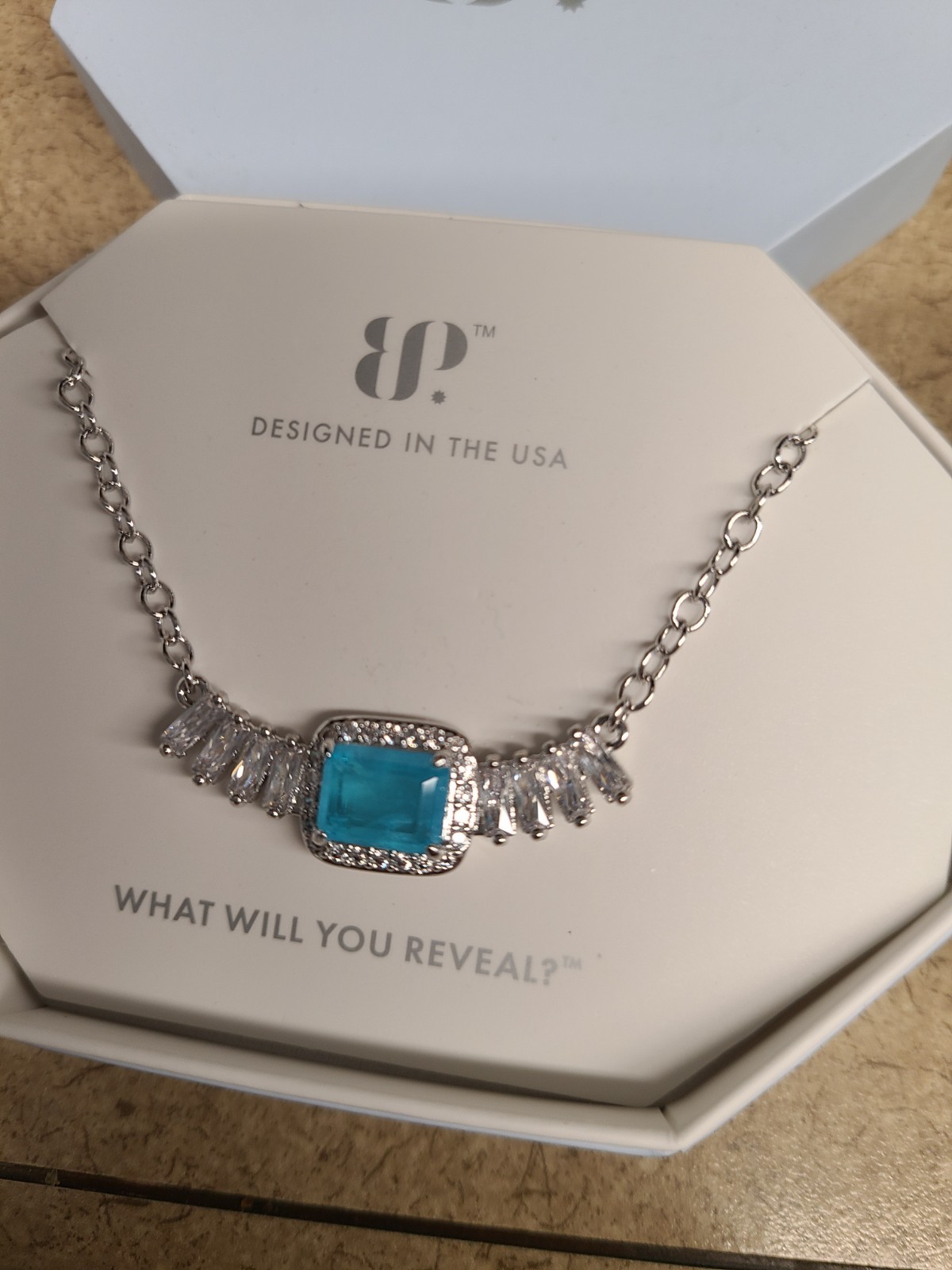 Bomb Party NK56687 Pale Dreams On The Horizon Aqua Blue Rhodium Plating