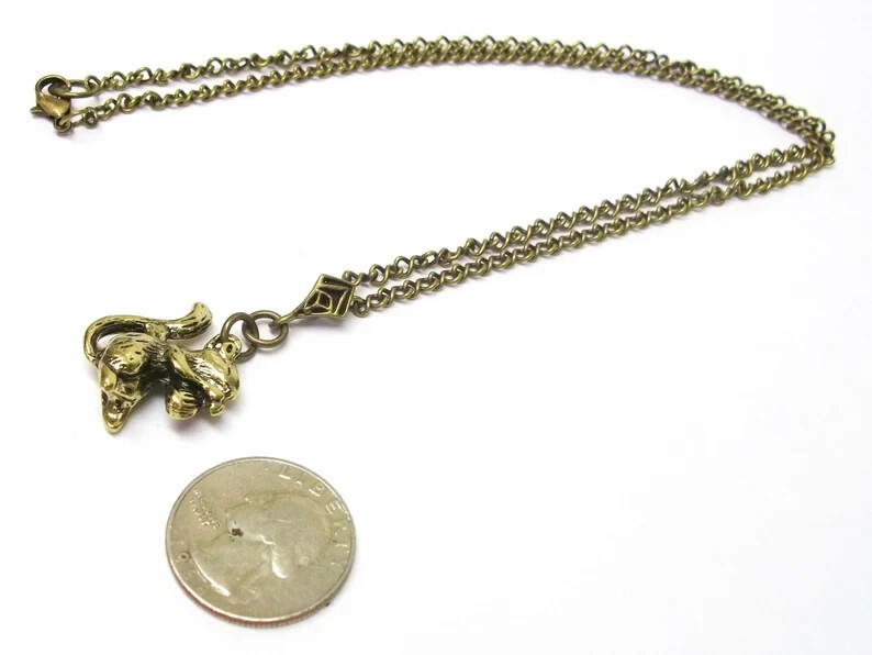 Antique Bronze Plated Squirrel Pendant Necklace