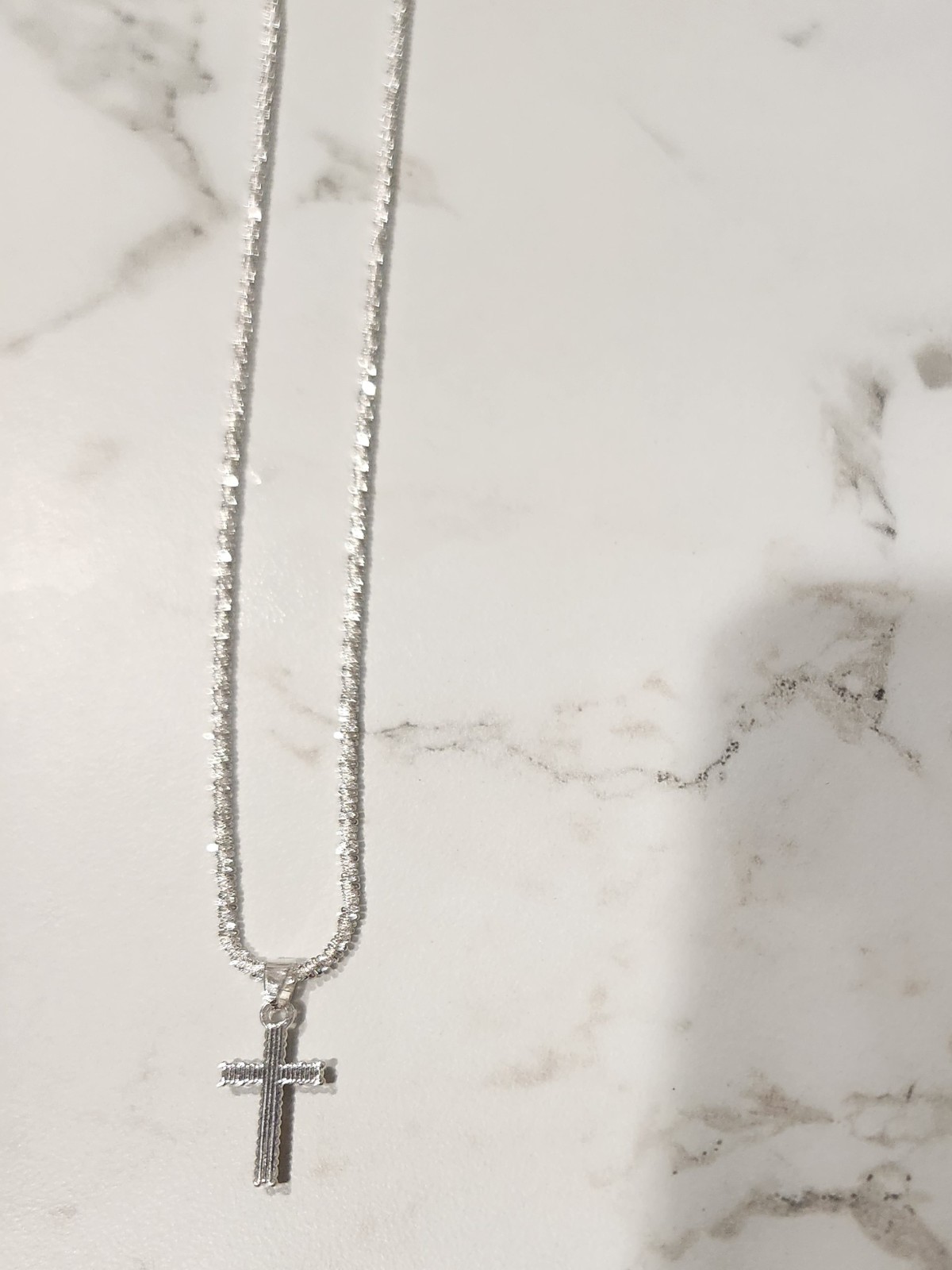 New 925 Sterling Silver Cross Necklace with Zirconias 16″ w 2″ Extender 10266