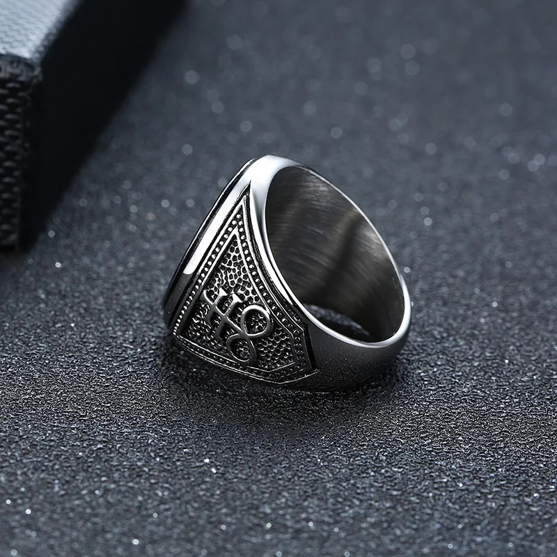 Sigil of Lucifer Devil Seal Satan Stamp Ring Men Stainless Steel Punk Signet Ban