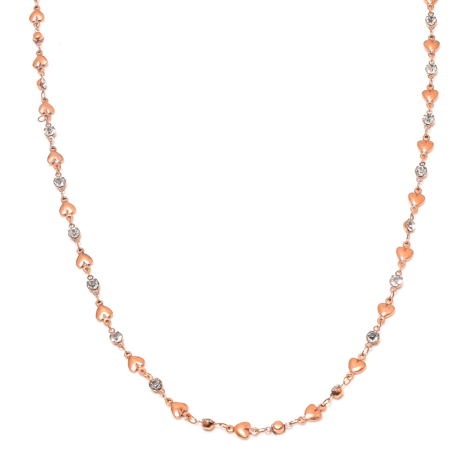 Cz Copper Chain Necklace With Lobster Clasp Handcrafted Heart Chain For Necklace