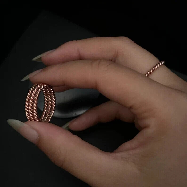 Solid Pure Copper Minimalist Healing Ring, Handmade, Unisex, 3 Pc Tensor Rings