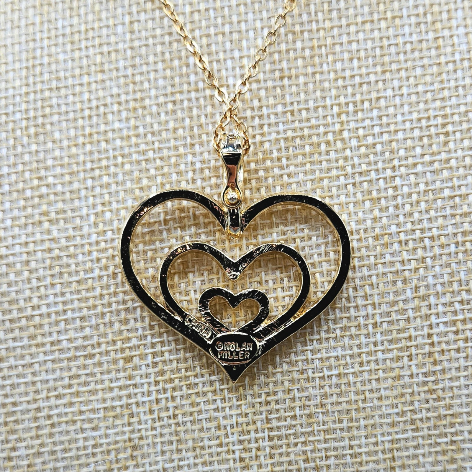 Nolan Miller GRACIOUS HEART Crystal Pave Gold Tone Pendant Chain Necklace 18″