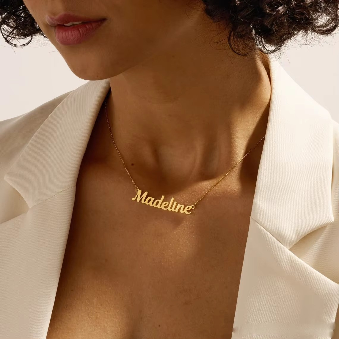 Customized Name Necklace Stainless Steel Cursive Letter Pendant Jewelry Gift