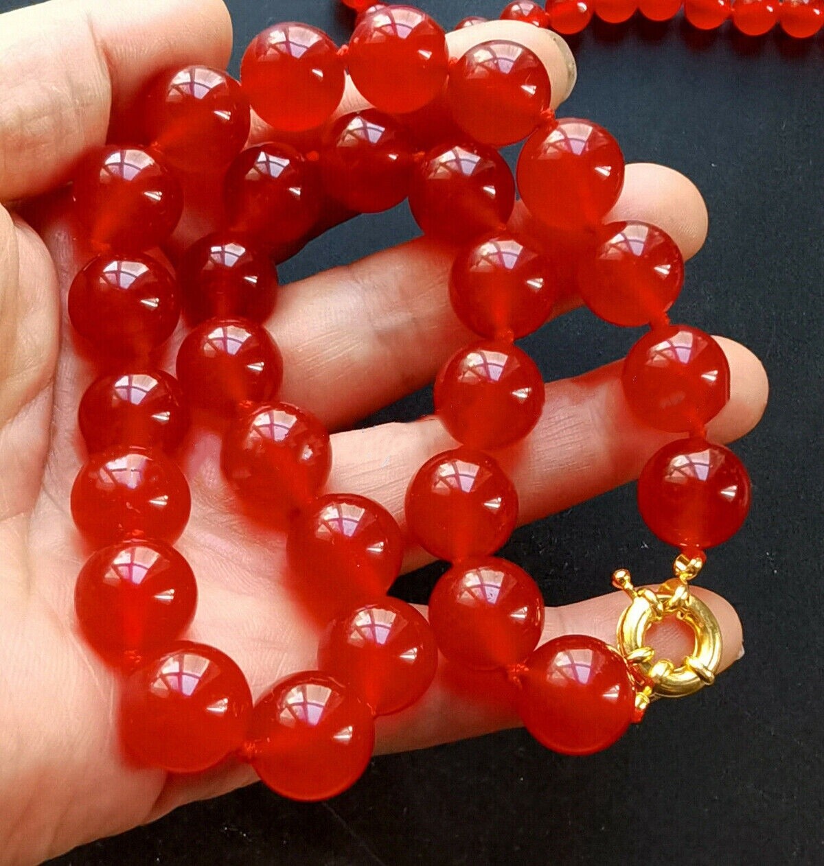Huge 16mm Natural Red Jade Round Gemstone Beads Necklace Jewelry 16-36″ AAA+