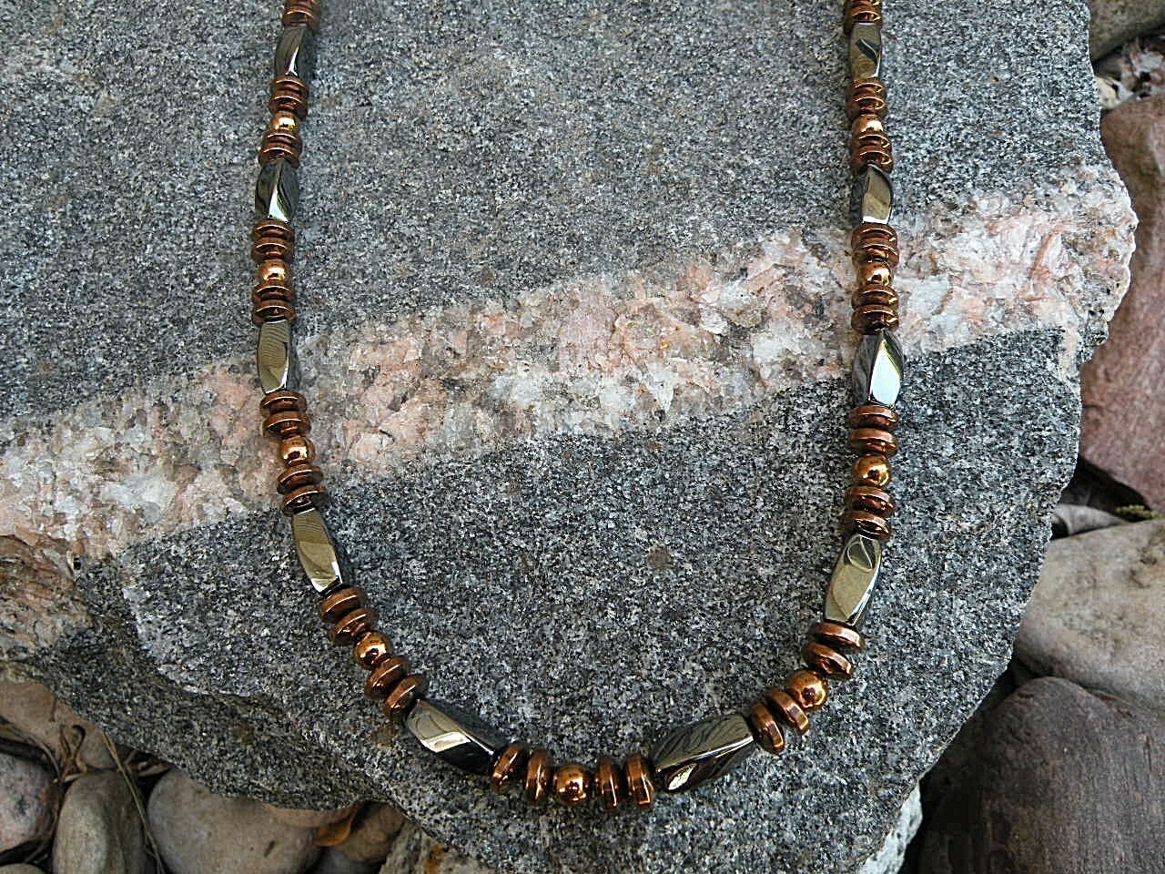100% Copper n Black Magnetic Hematite Anklet Necklace Bracelet 1 Row USA