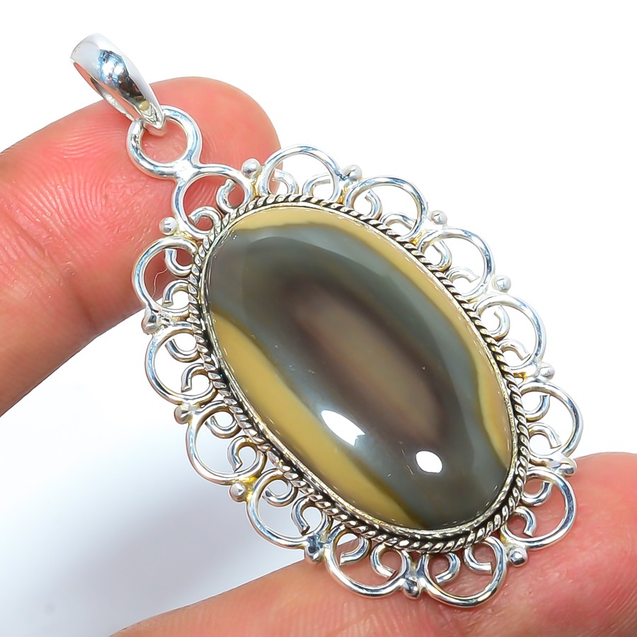Imperial Jasper – Guadalajara 925 Silver Plated Pendant 2.34″ T57