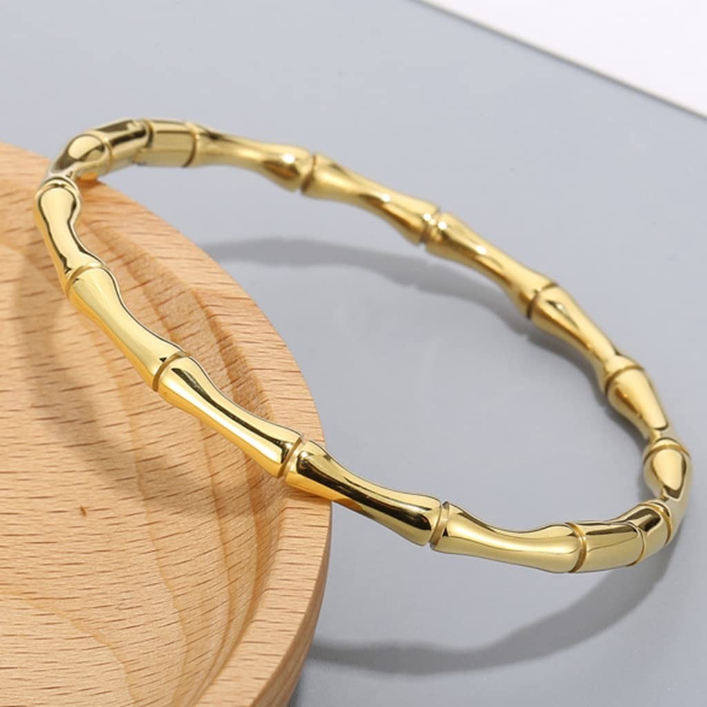 Jewelers Stainless Steel Bamboo Style Classic Plain Open Clasp Bangle Bracelet