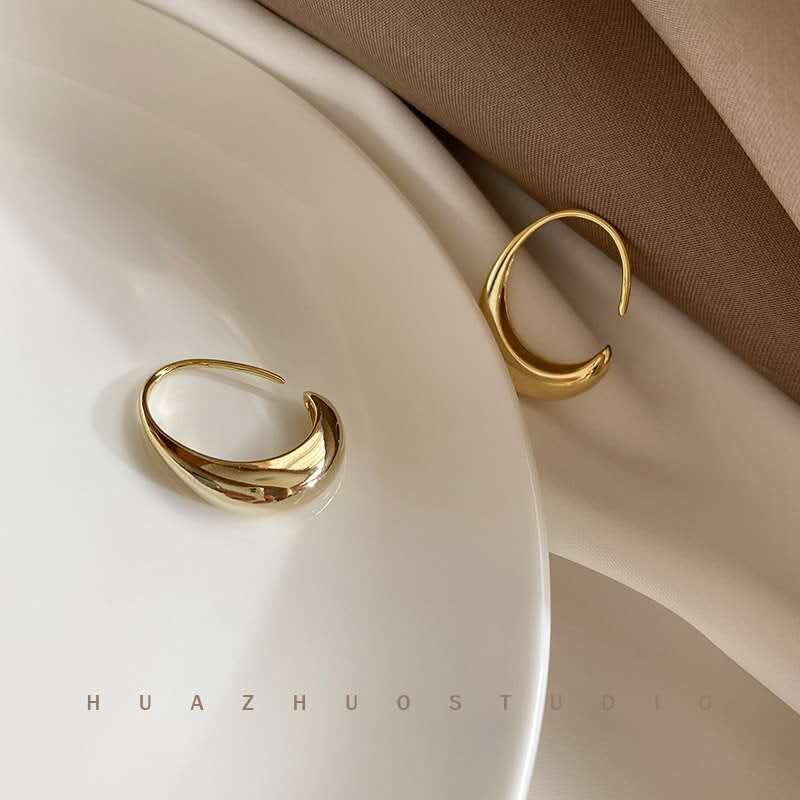 Woman 14K Gold Plated Hoop Huggie Earring Stud Hook Dangle Drop