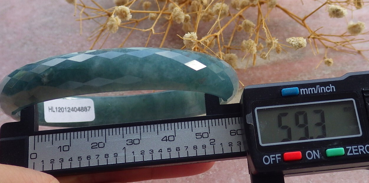 Video Certified Icy Green A JADE Jadeite Dia Cut Bangle Bracelet 59mm 手镯 683118