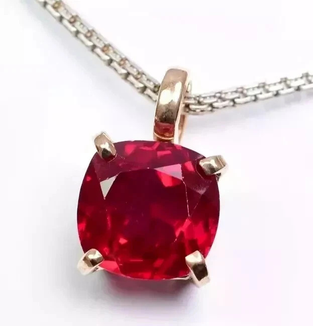 Natural Certified 24 Ct Red Ruby Gemstone Pendant In Solid 925 Sterling Silver