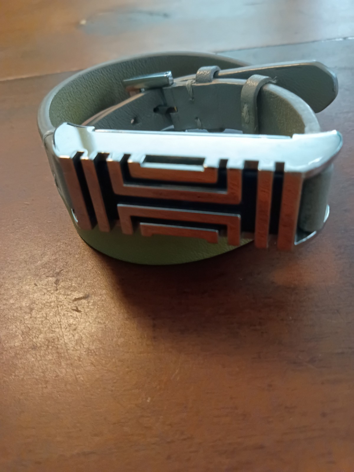 Tory Burch Fitbit Fret Double Wrap Bracelet bark aged gold with fitbit tracker