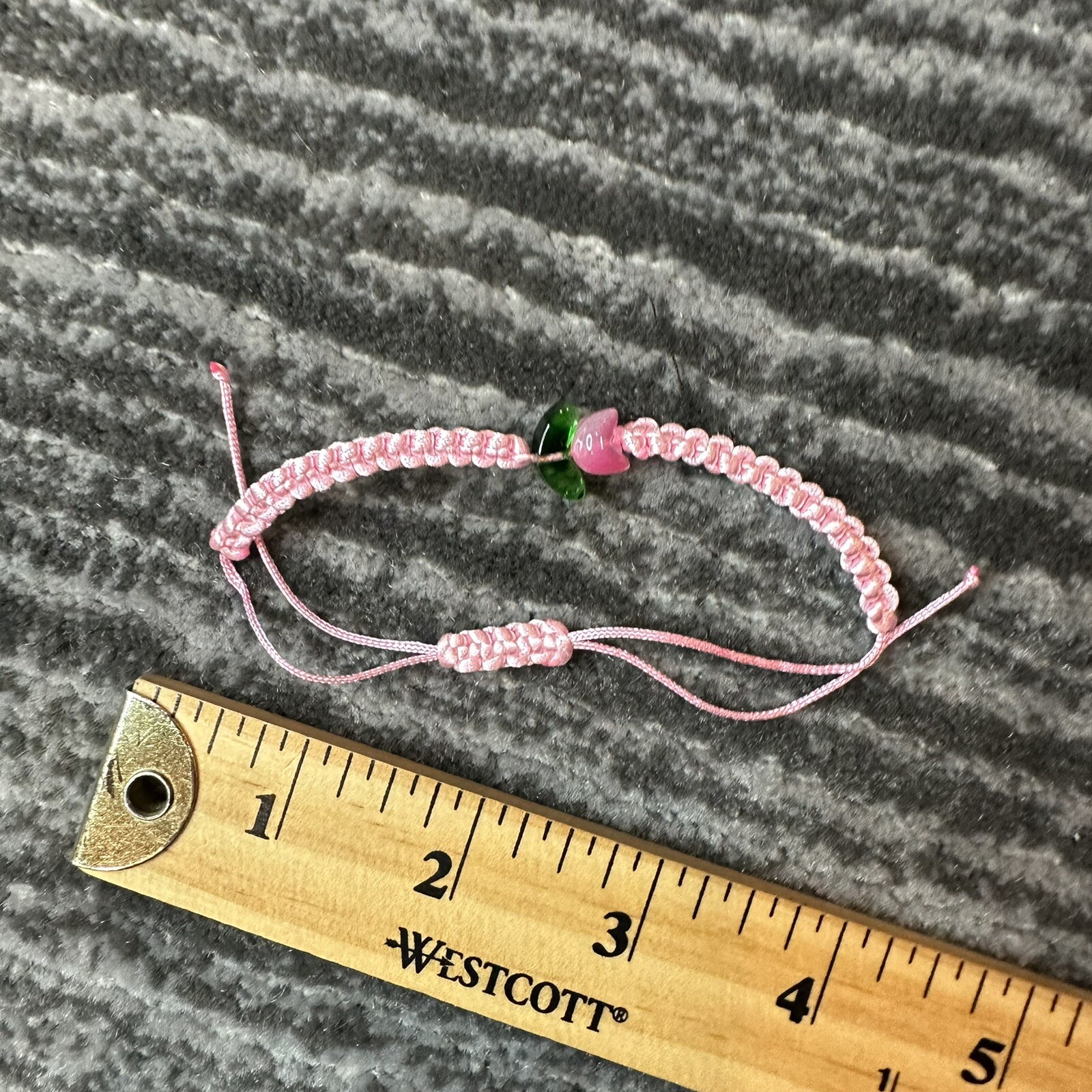 Handmade Lucky Pink Bracelet String Cord Thread Braided Knit Tulip Flower Rope