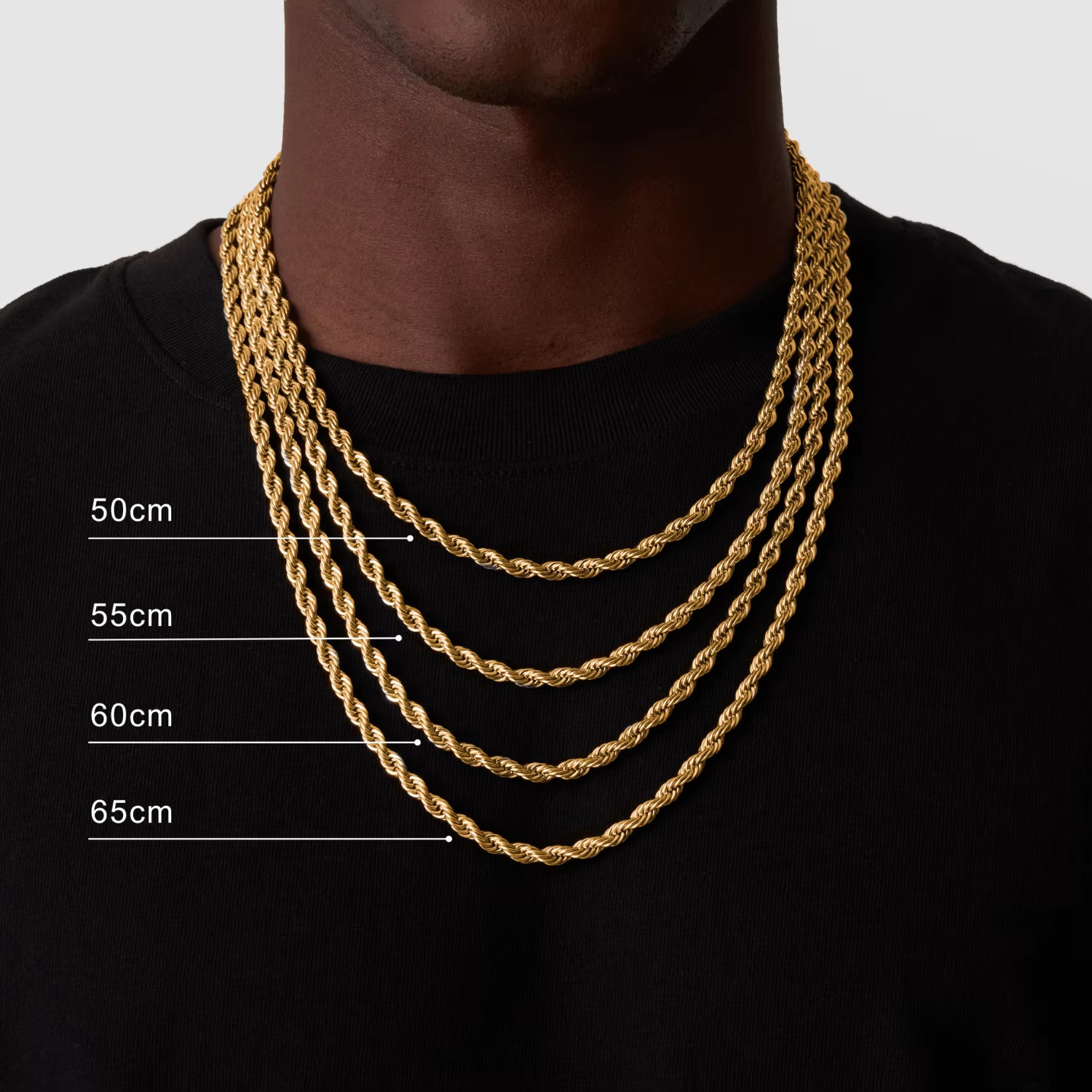 Punk Rope Chain Necklace Stainless Steel Twisted Long Necklace Hiphop Jewelry