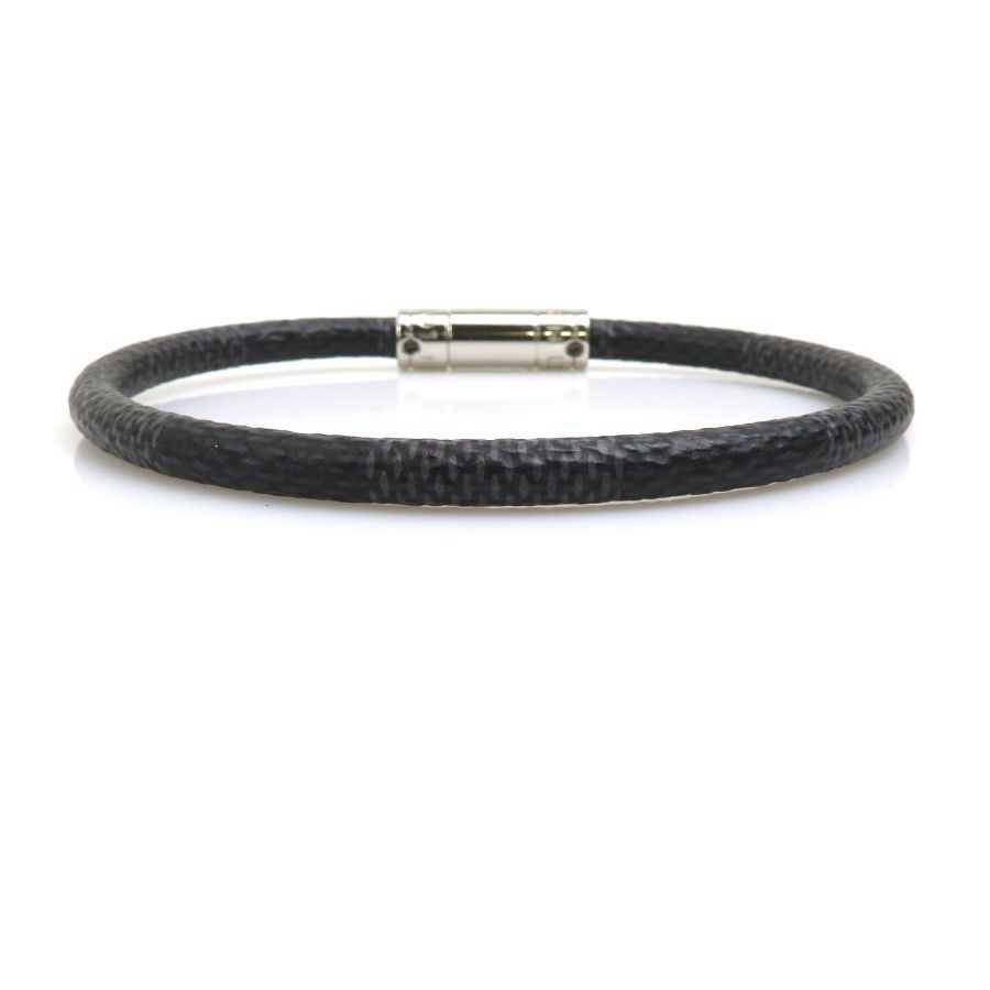Louis Vuitton Authentic Bracelet Keep It Damier Graphite M65111 Silver 19.5cm