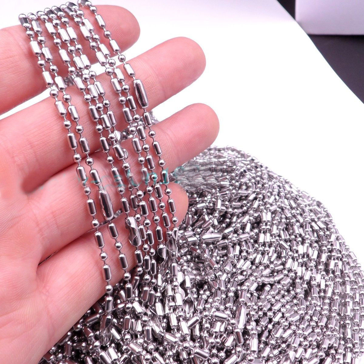 Wholesale 1.5/2/2./3.2mm Silver Stainless Steel Ball Bamboo Link Chain Necklace