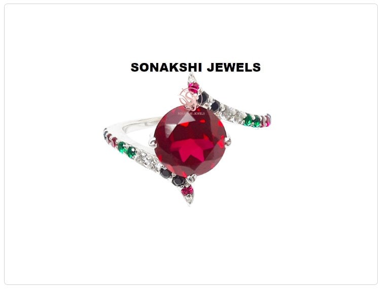 Handmade Design 925 Sterling Silver Red Cubic Zirconia Halo Ring