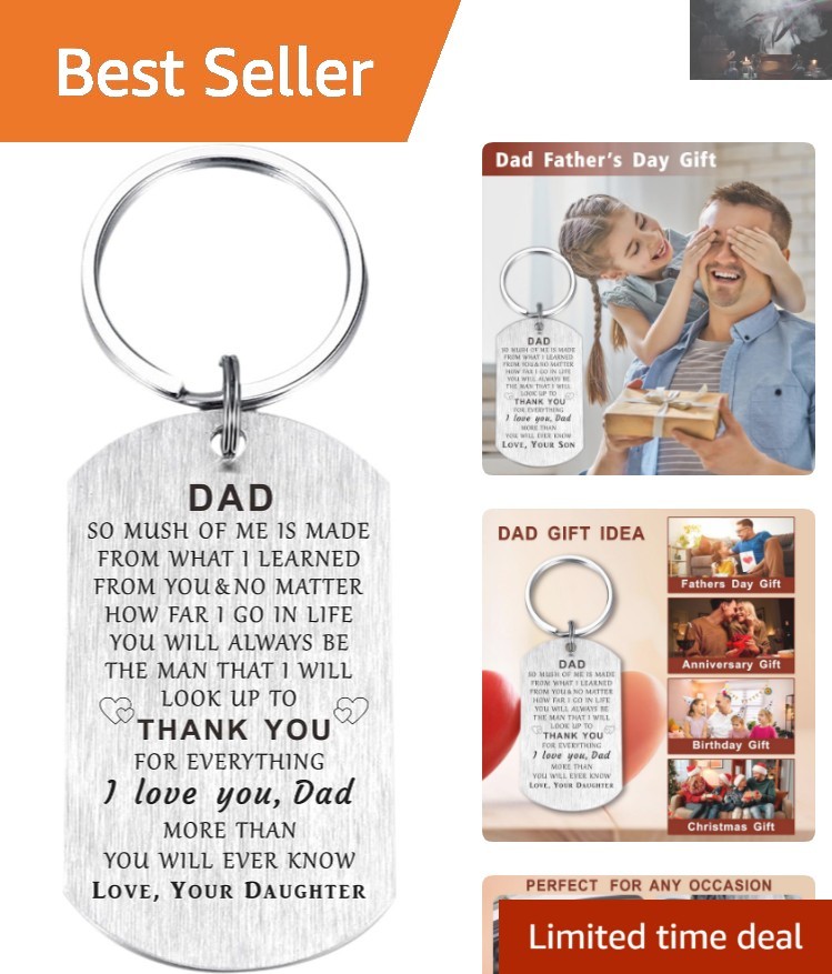 Thoughtful Birthday Keychain for Dad – Gift from Daughter/Son with Velvet Bag