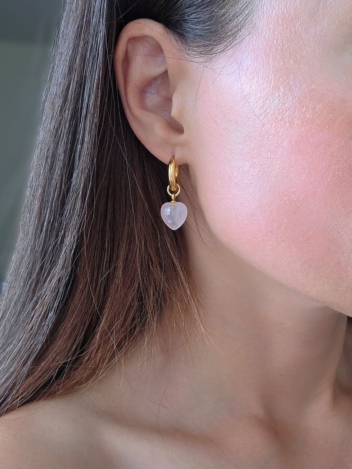 Rose Quartz Earrings 18k Gold Tarnish Free Birthday Gifts For Women