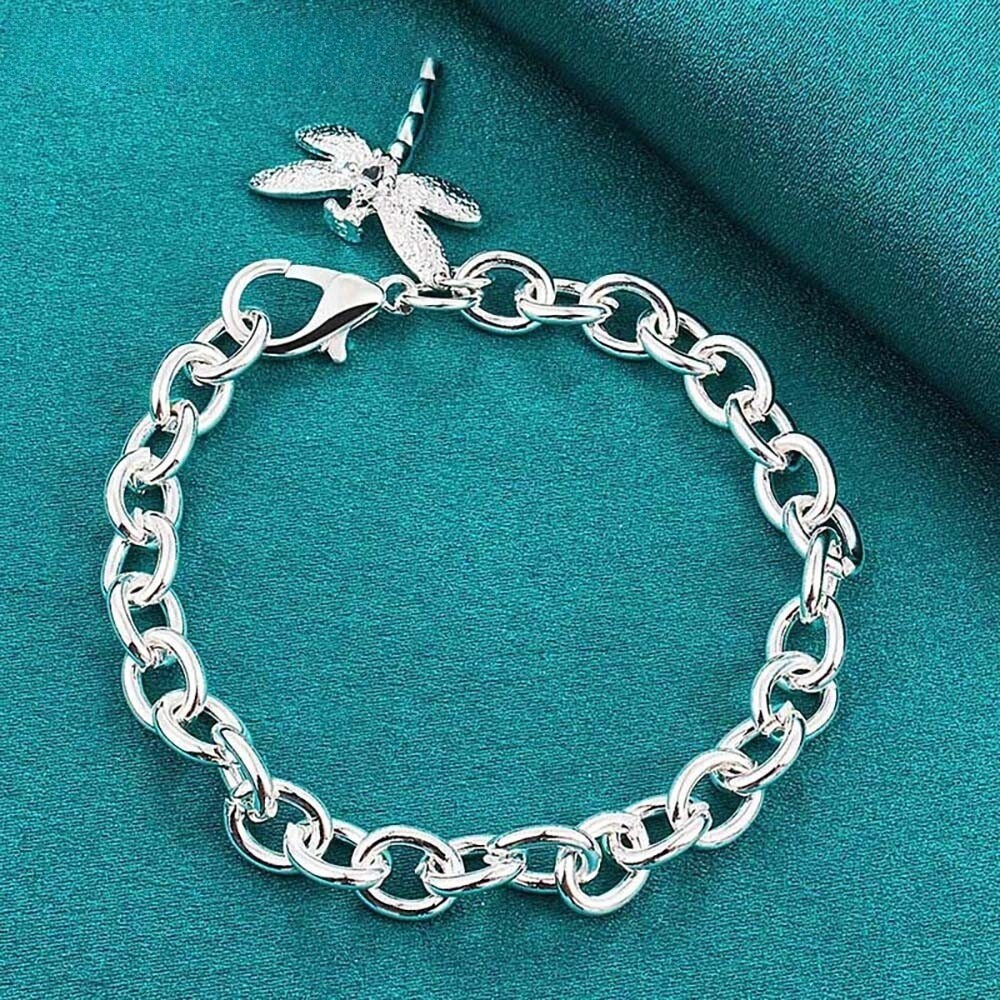 925 Sterling Silver Dragonfly Bracelet for Women – Zircon Pendant Jewelry Gift#