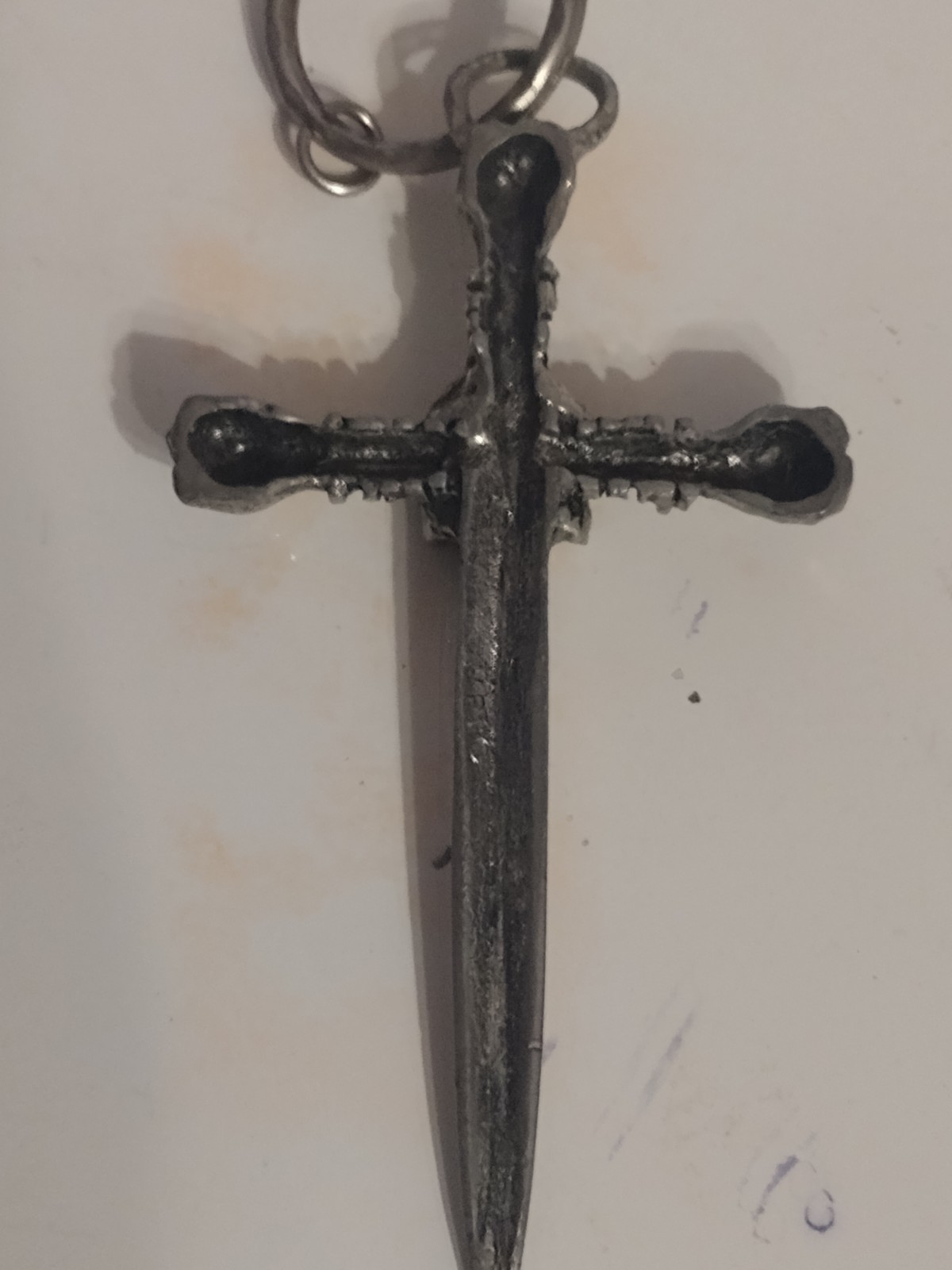 Skull And Dagger Pendant @1 DP Engraved On Back 3.5 In Tall Goth