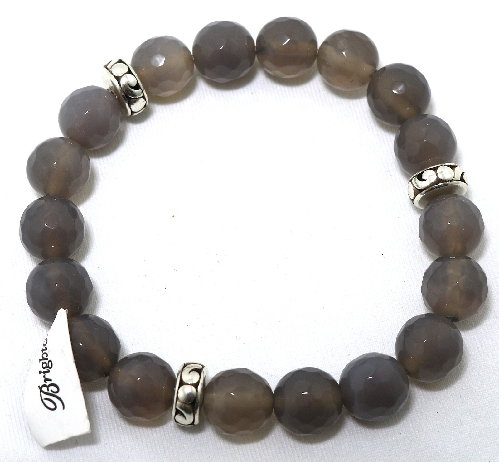 Brighton CONTEMPO DESERT SKY NWT $88 Gray & Silver Beaded Stretch Bracelet