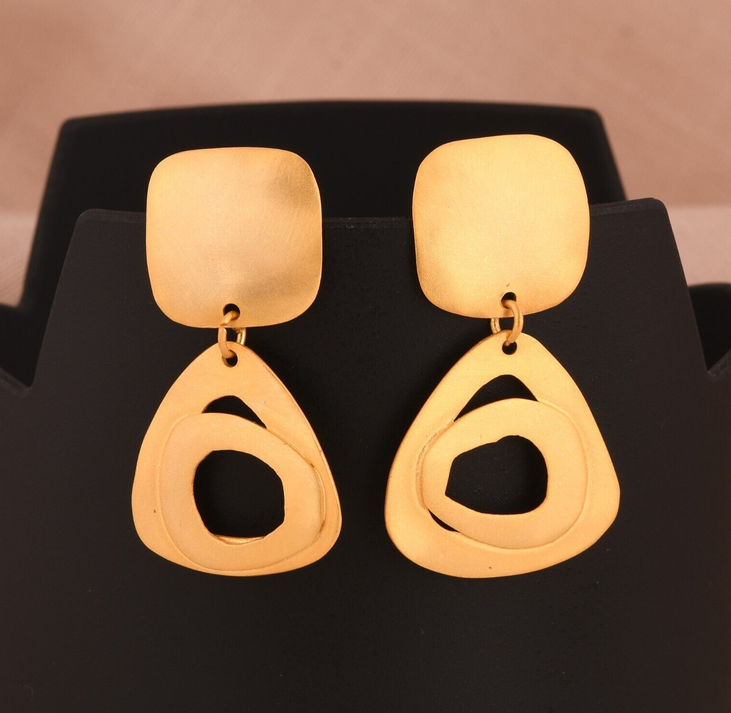 Gold Color Fancy Earrings Handmade Women Stud Jewelry For Special Occasion