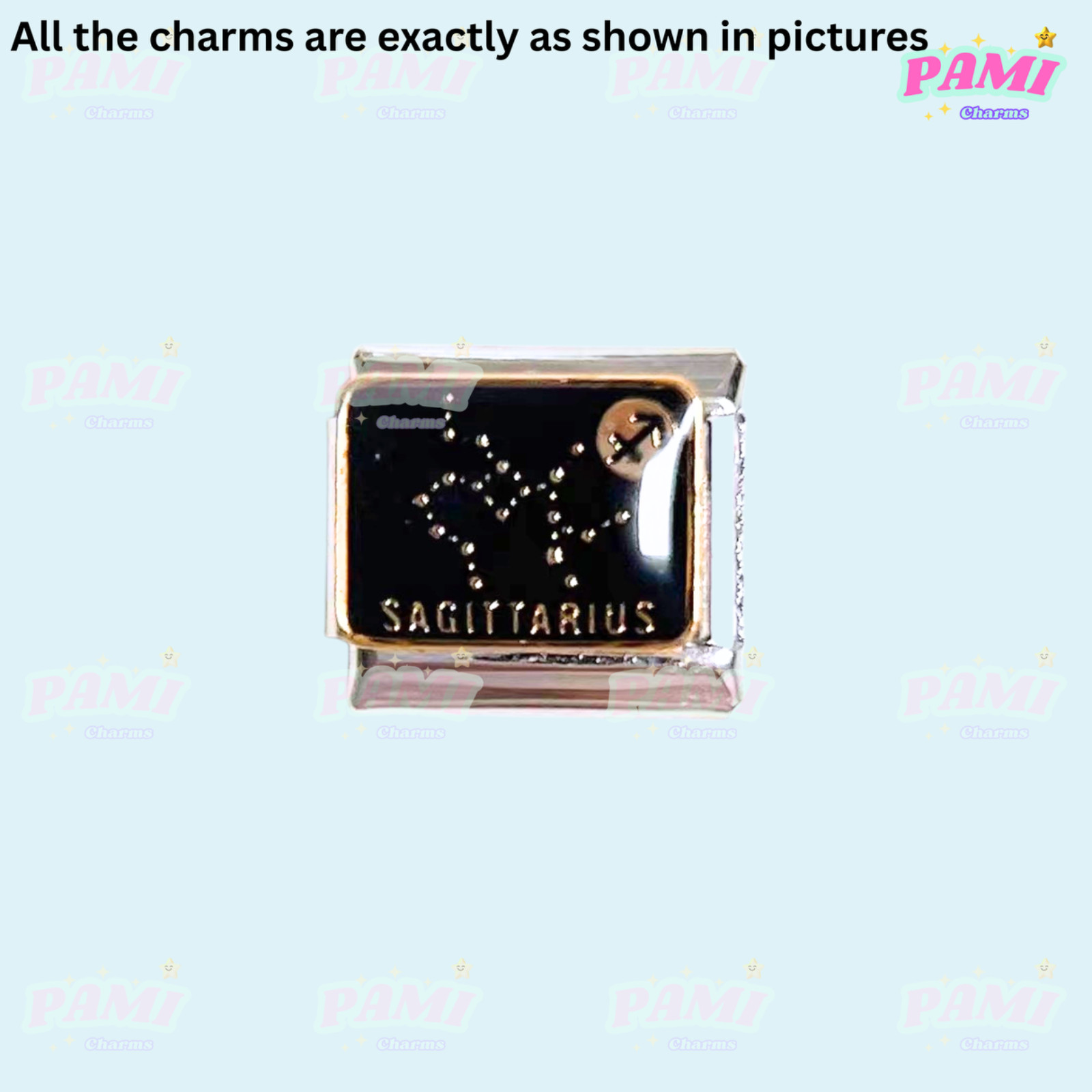 Italian charm 12 zodiac Star signs Fits All major Brands Italian charm bracelet