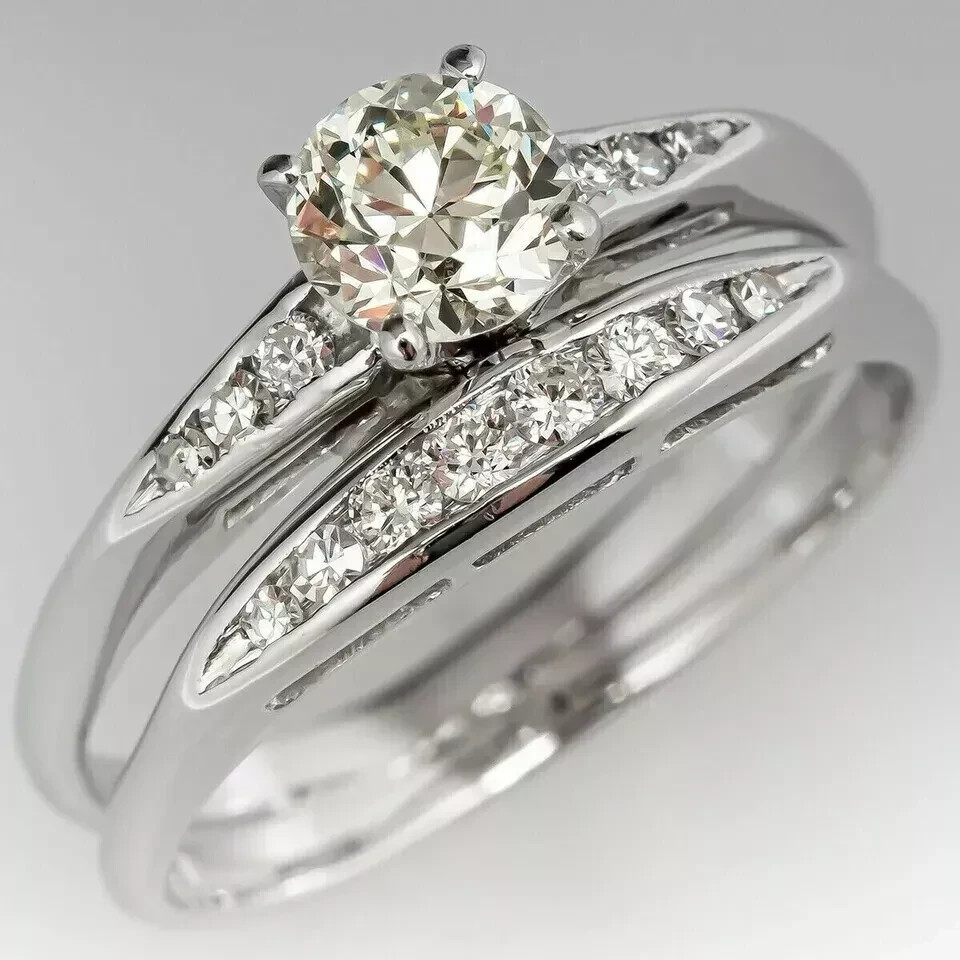 2.40Ct Round Simulated Women’s Bridal Ring Set 14k White Gold Plated