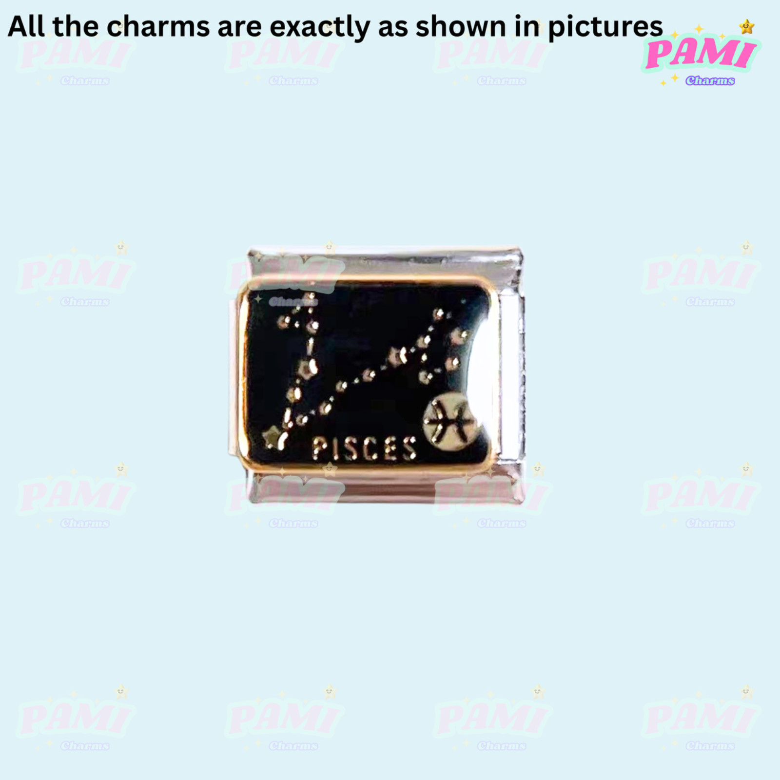 Italian charm 12 zodiac Star signs Fits All major Brands Italian charm bracelet