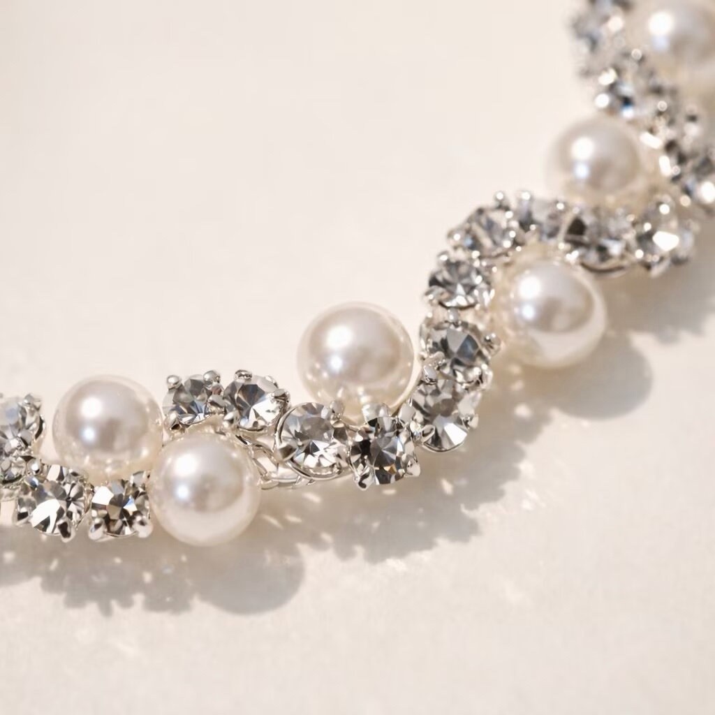 Pearl Crystal Bracelet,Bridal Bracelet,Cute Romantic Pearl Bracelet,002