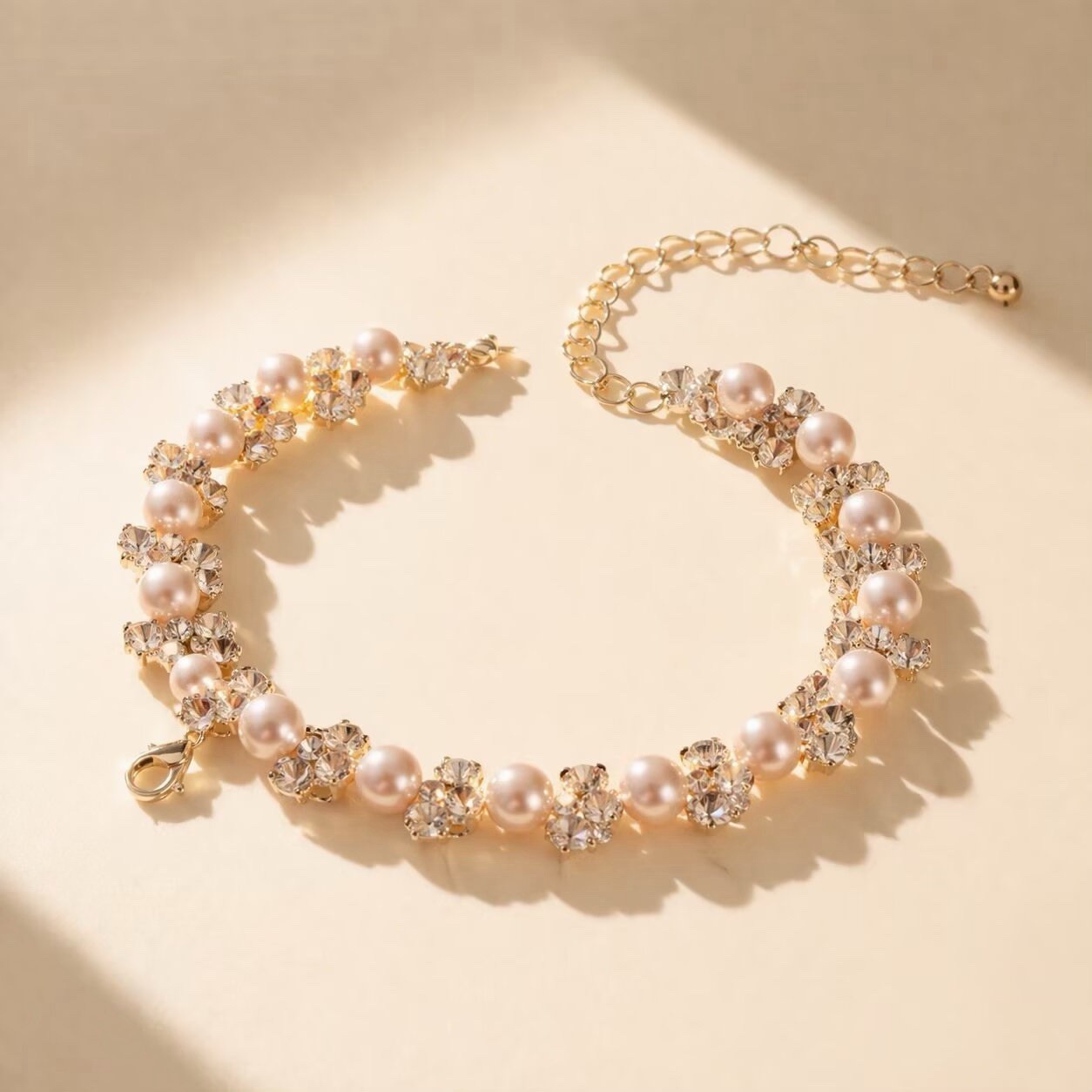 Pearl Crystal Bracelet,Bridal Bracelet,Cute Romantic Pearl Bracelet,002
