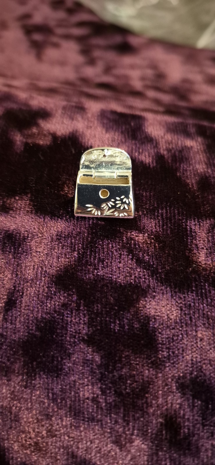 vintage sterling silver miniature handbag charm.