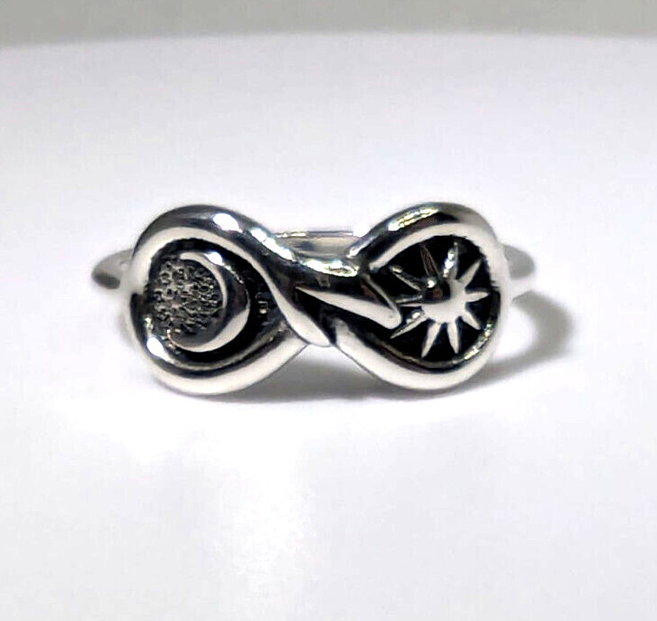 Infinity Snake Moon Sun 925 Sterling Silver Ring Available in Size 5 to 10 NEW