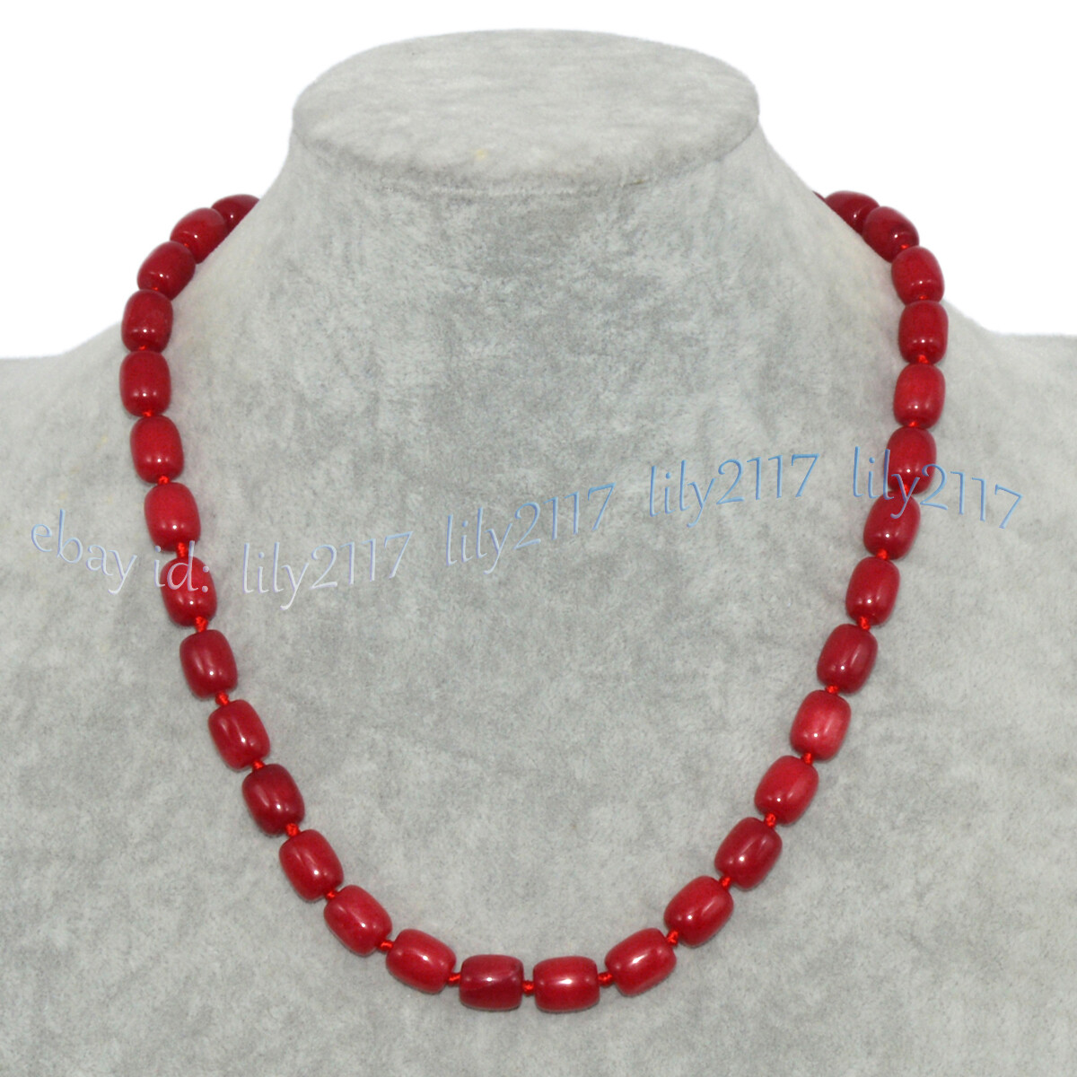 9x11mm Natural Red Jade Barrel Cylinder Gemstone Beads Necklace 14-50”