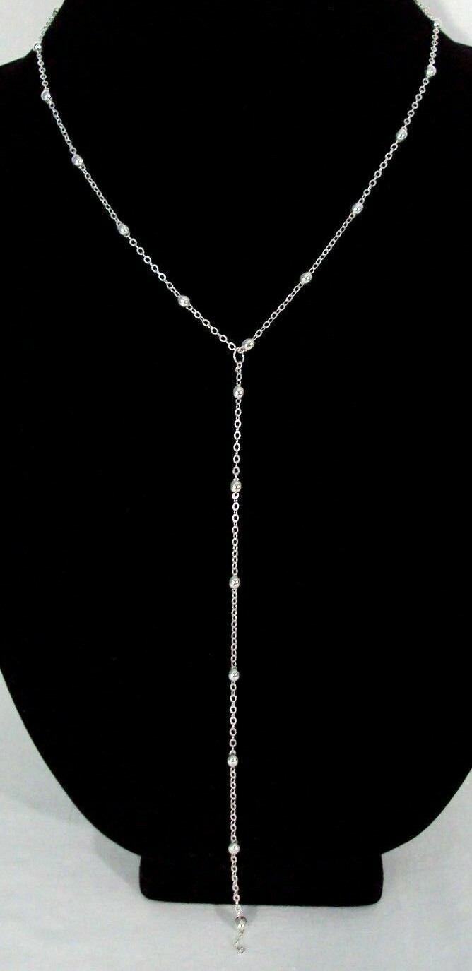 Dainty Silver Gold Choker Lariat Necklace Bead Station Y Drop Chain Simple New
