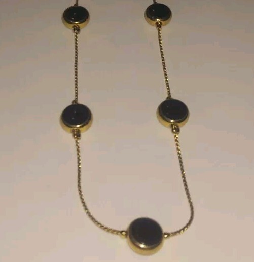 Lot Of 4 Necklaces, Go Tones Black Enamel 18, 22, 26 & 28″ Spring Ring & Lobster