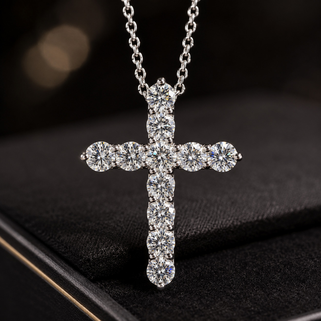 Women’s Sterling Silver 925 CZ CROSS Eternity Pendant 18″ Necklace