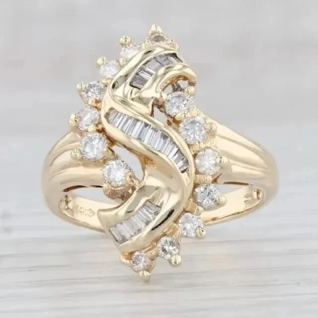 2.15 Ct Baguette Simulated Diamond Wedding Cocktail Ring 14k Yellow Gold Plated