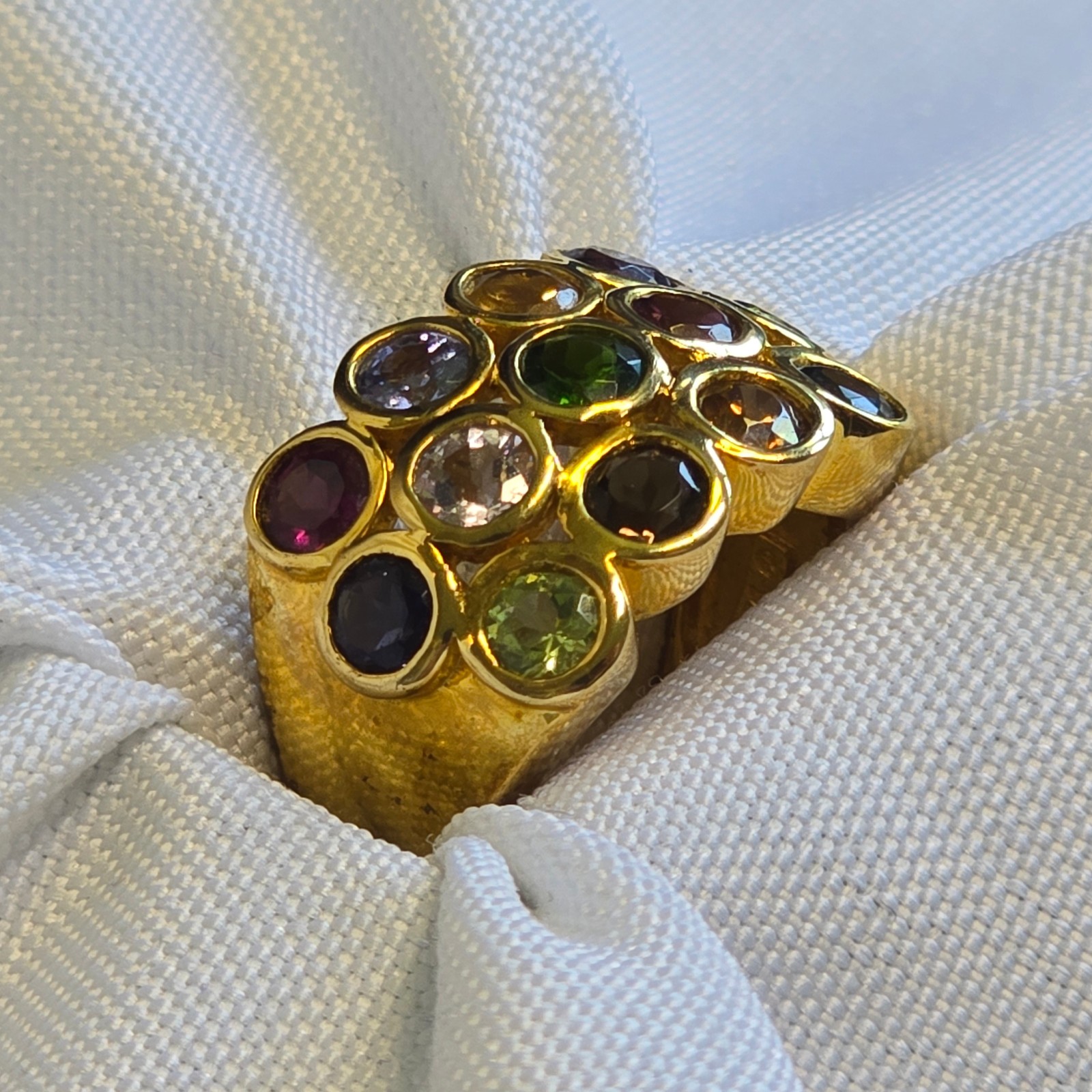 Sterling Silver Ring 6.49g Fine Jewelry Size 8 Band Multicolor Stones *READ*