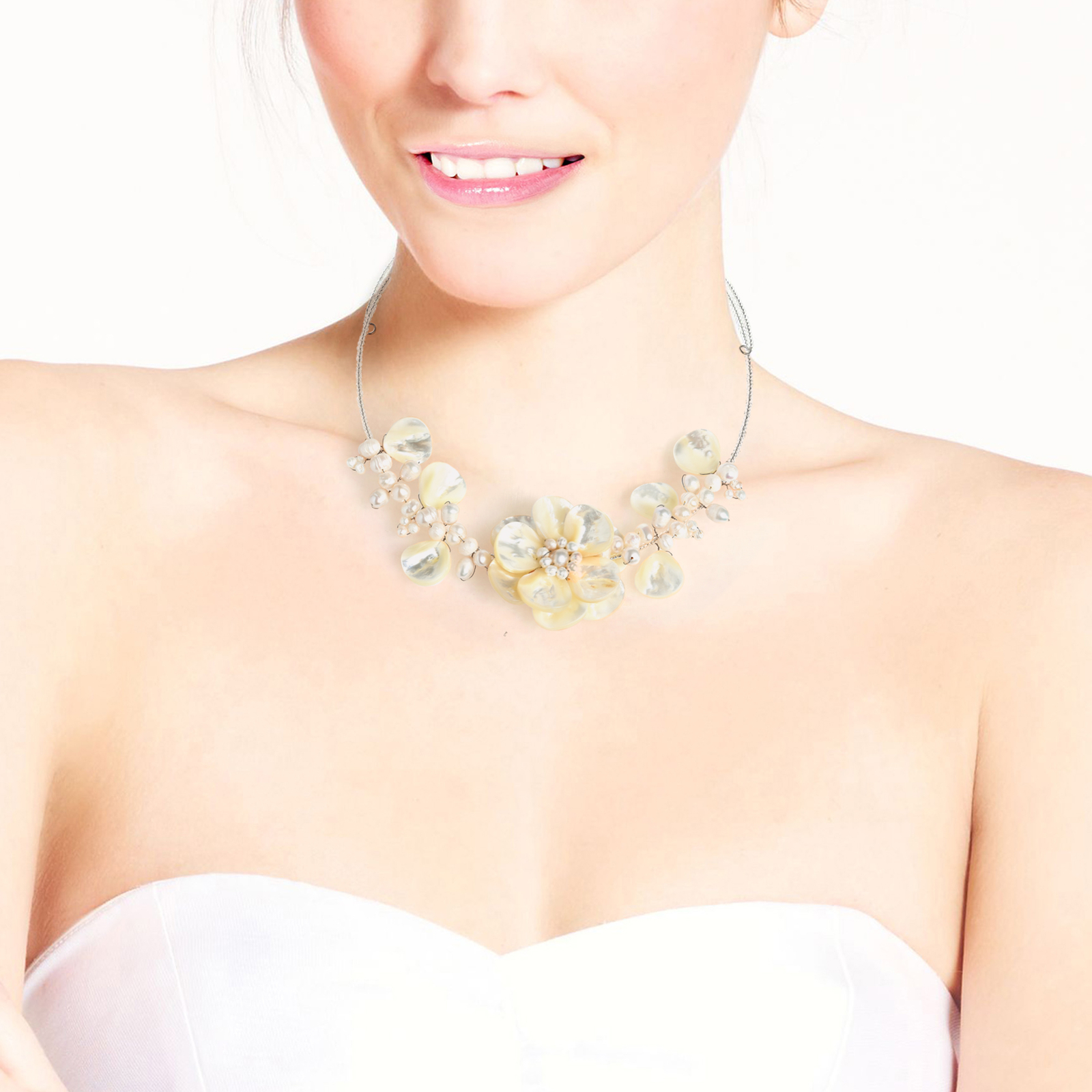 Sakura Flower MOP Choker Wrap Necklace