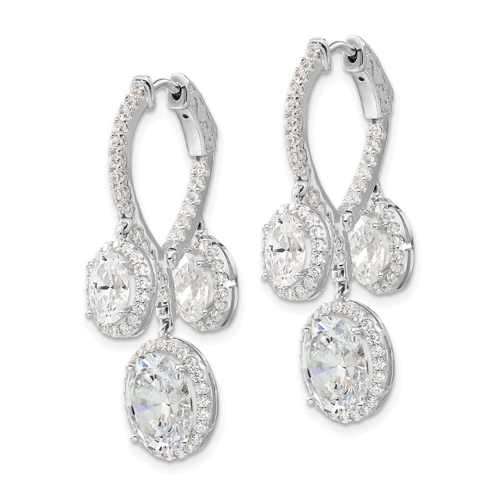 37.75mm Sterling Silver Polished CZ Fancy Dangle In & Out Earrings