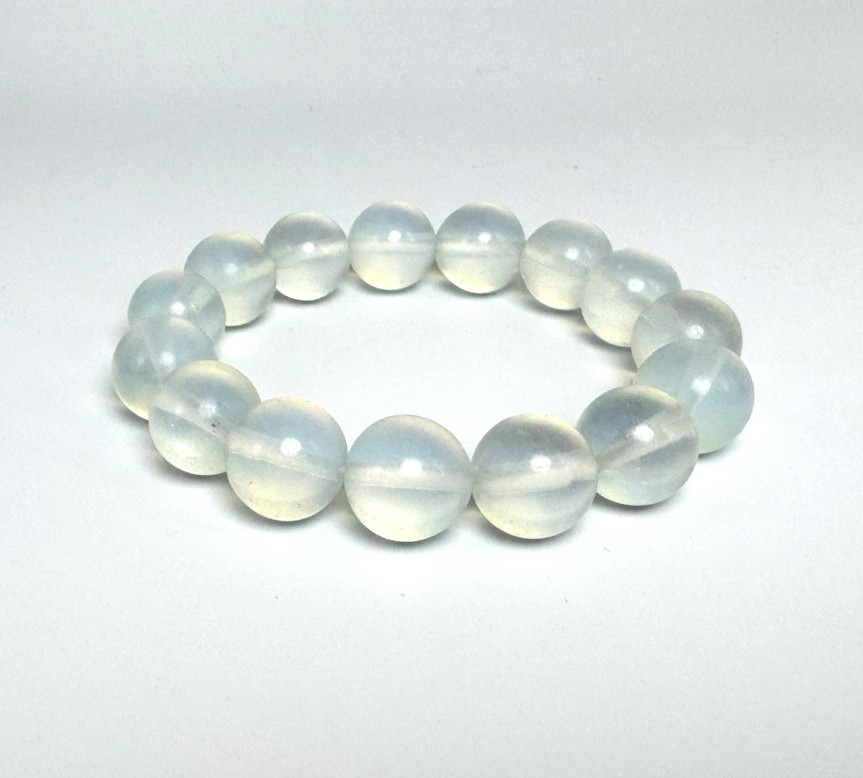 14mm Multicolor Opalite Beaded Stretch Bracelet Luminous Crystal 7″ Statement