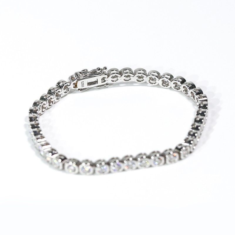 Full Moissanite S925 Sterling Silver Bubble D Color Tennis Bracelet Fine Jewelry