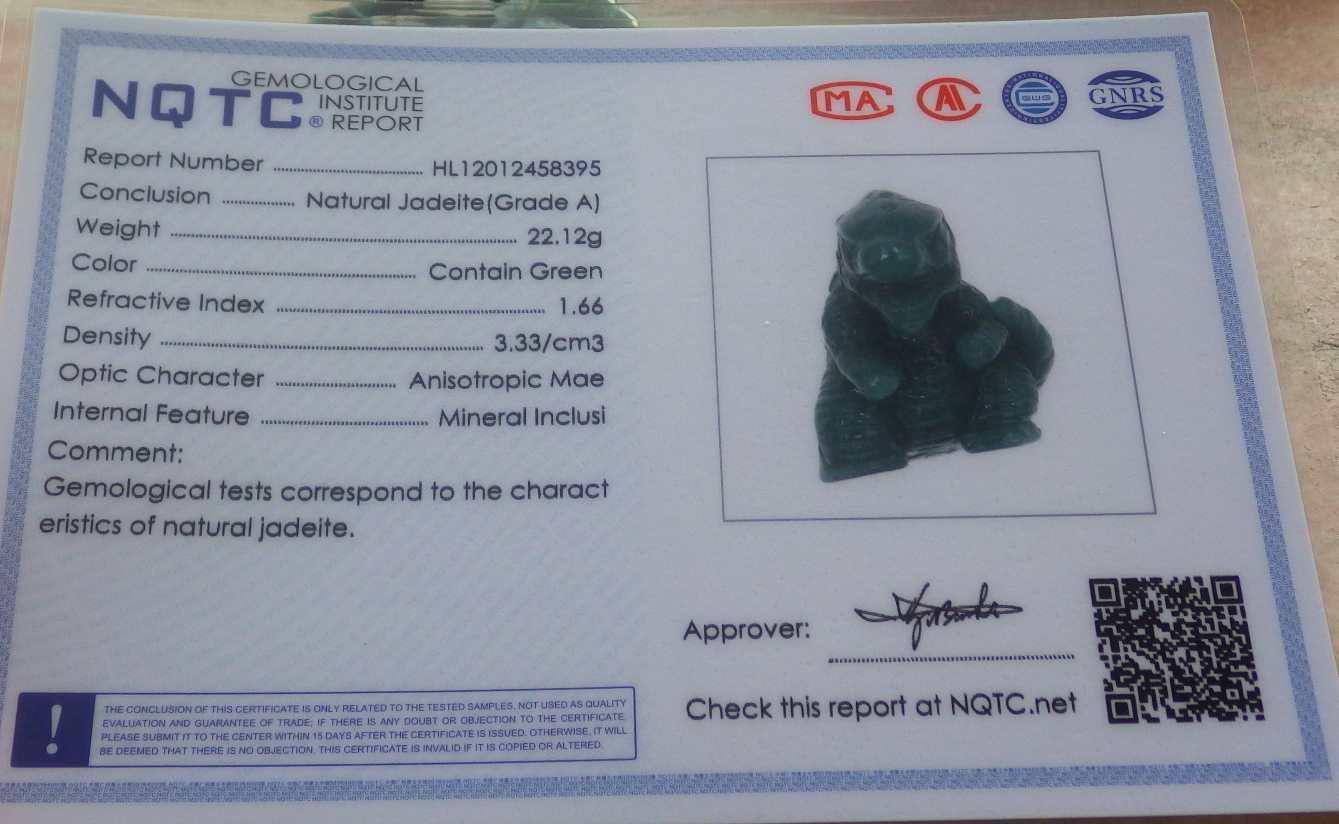 Video Certified Green 100% Natural A Jade jadeite Pendant Godzilla 哥斯拉 721011 AS