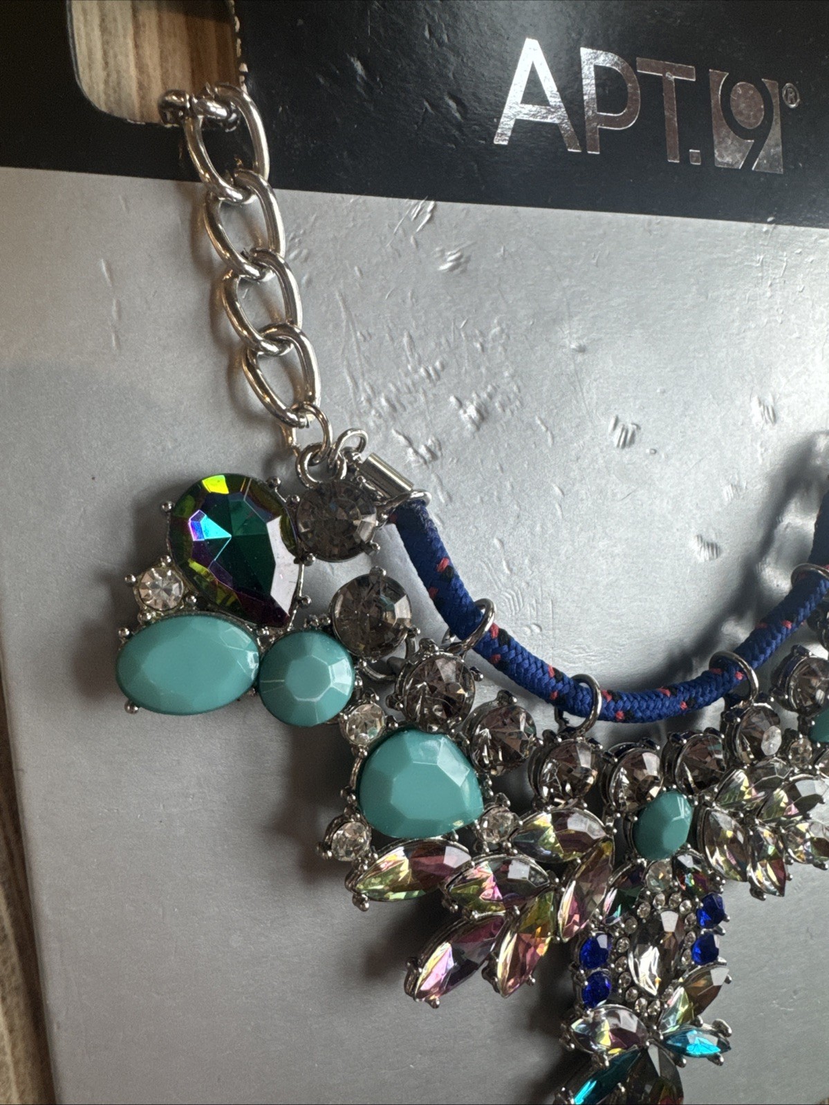 NEW Apt. 9 Teal Aqua Faceted Teardrop Cluster Bib Statement Necklace Adjustable
