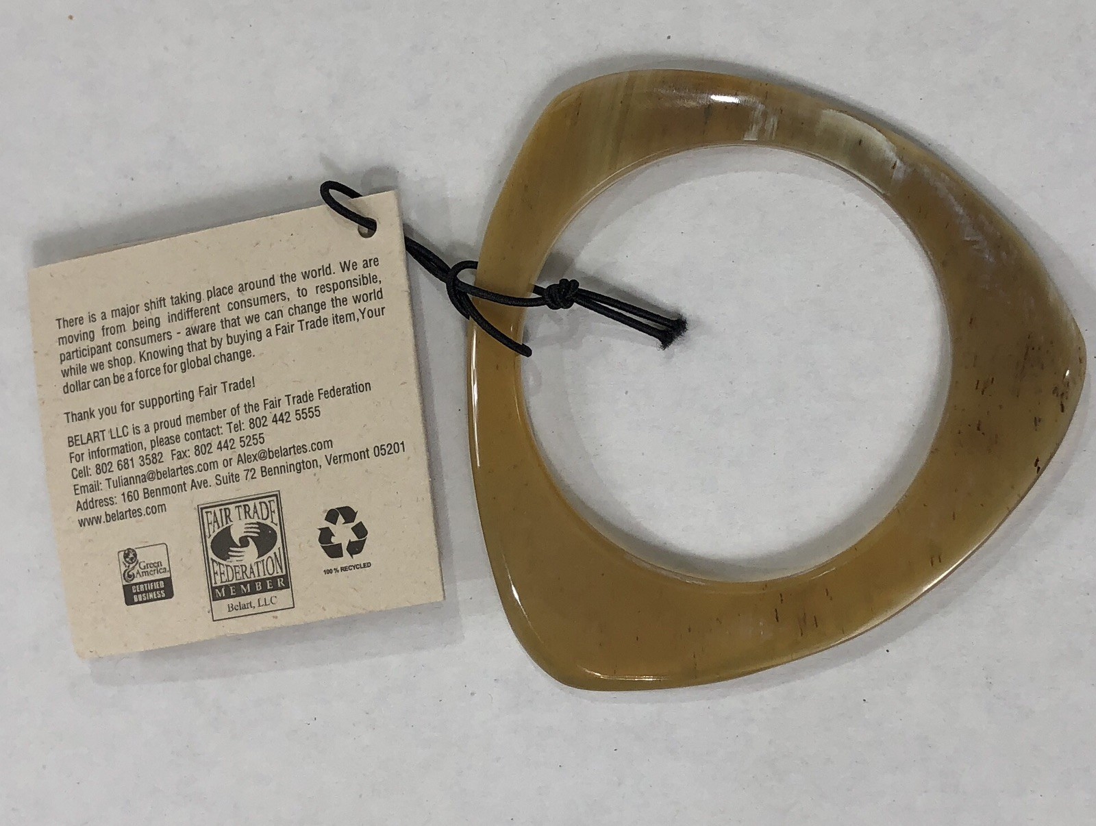 Belart Bracelet Bangle Horn Colombia Fair Trade Handmade 7.25 inch SMALL – NWT