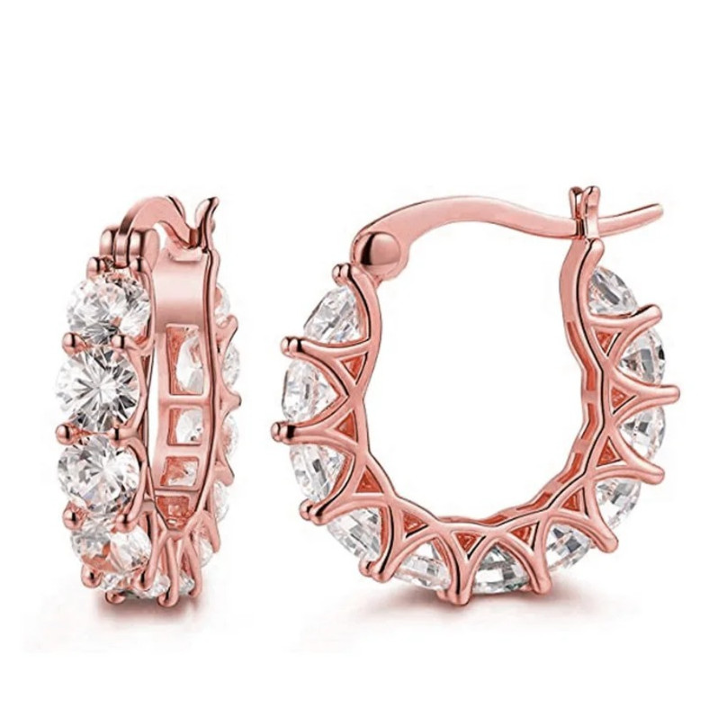 1Pair Full CZ Crystal Hoop Earrings Women Party Statement Jewelry – NEW